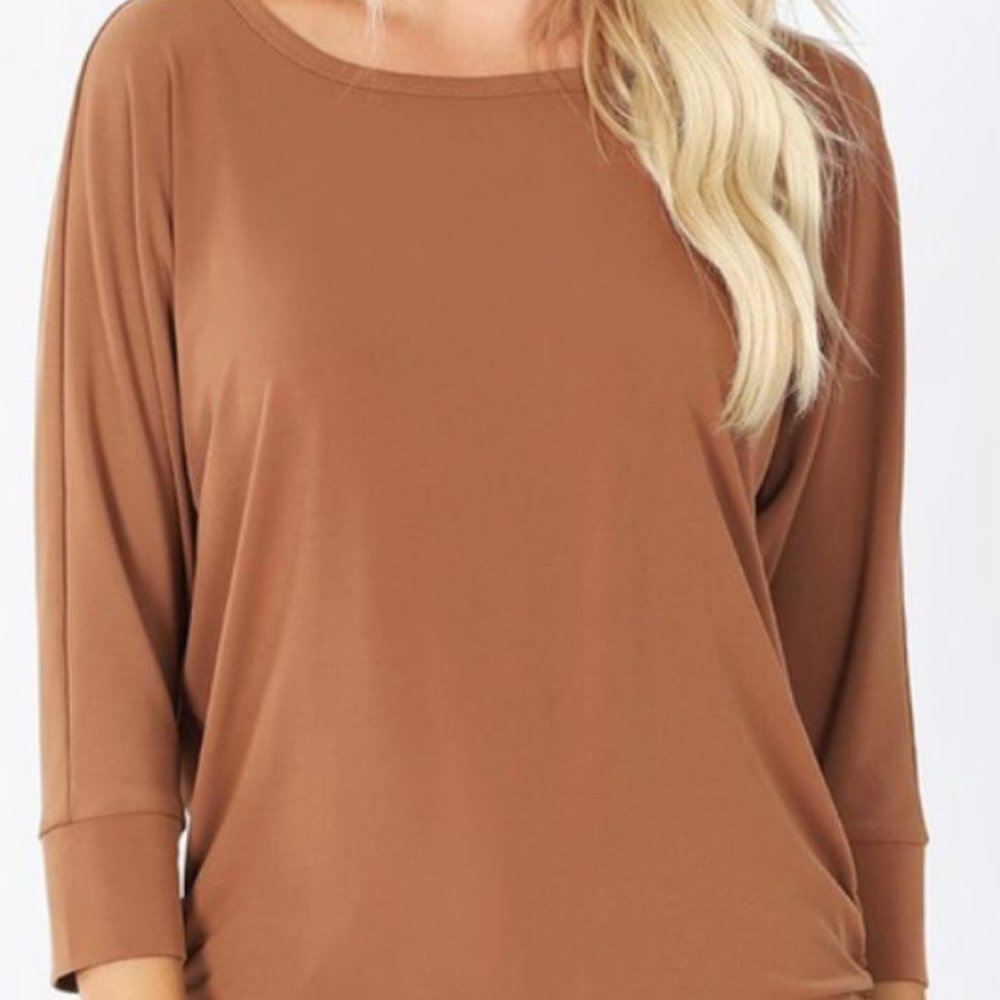 Zenana Outfitters Boat Neck Ruched Dolman Top NWT